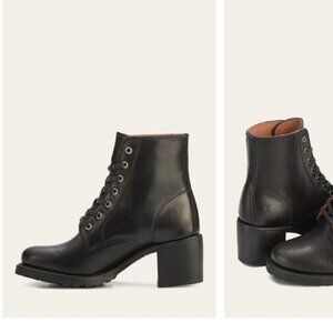 Frye Sabrina Lace Up Boots Black, Sz 6